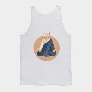 meditating cat - white Tank Top